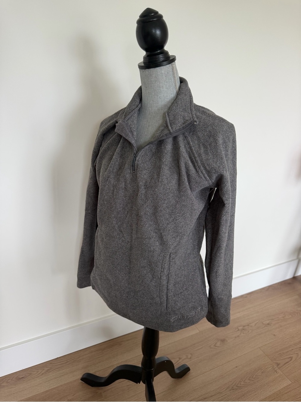 Carhartt Women's Loose Fit 1/4 Zip Fleece Pullover - Heather Charcoal Grey